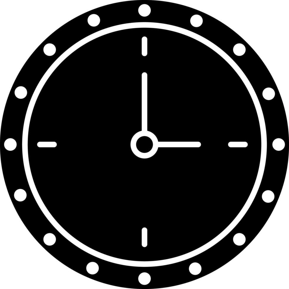 Illustration of a wall clock icon in Black and White color. vector