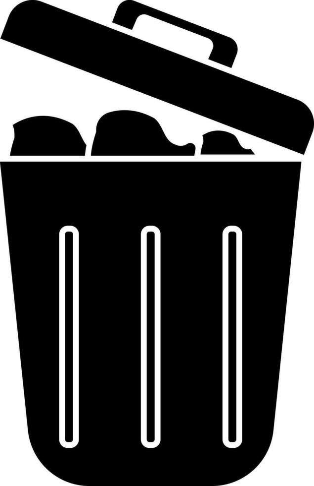 Dustbin or trash bin icon in Black and White color. vector