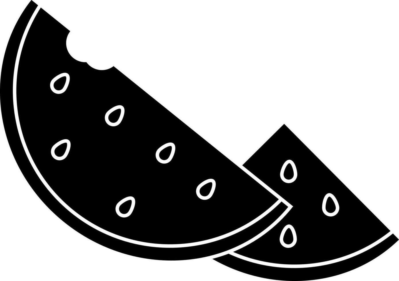 Watermelon slice icon in Black and White color. vector