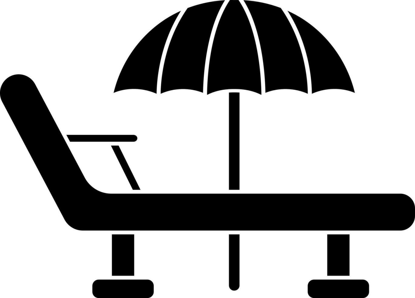 Beach bed icon in Black and White color. vector