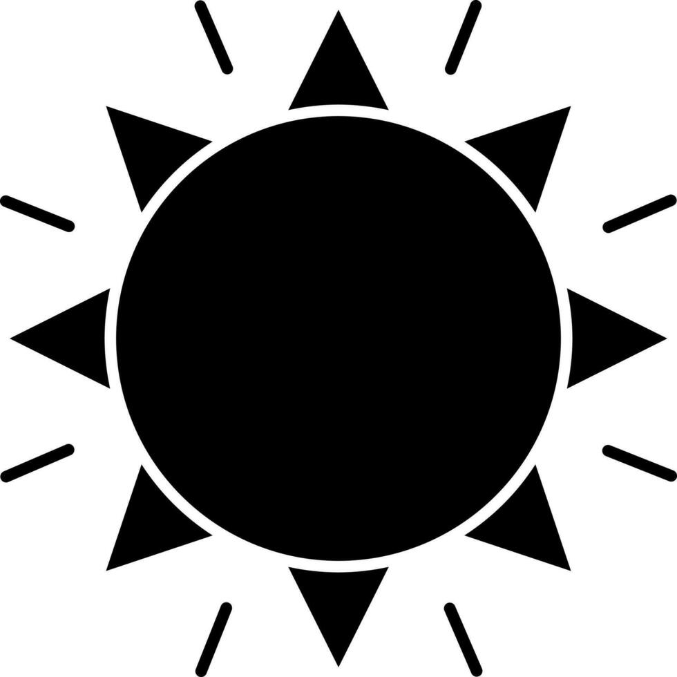 Black and White illustration of sun icon in flat style. vector
