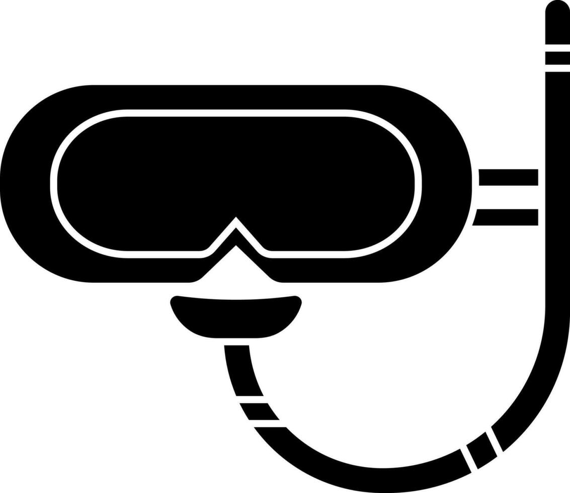 Diving mask or snorkel glyph icon. vector