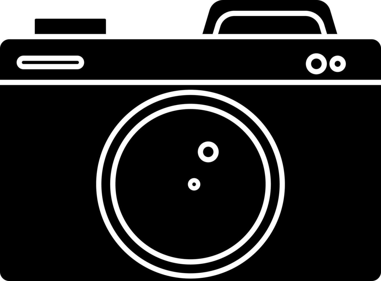negro y blanco cámara icono en plano estilo. vector