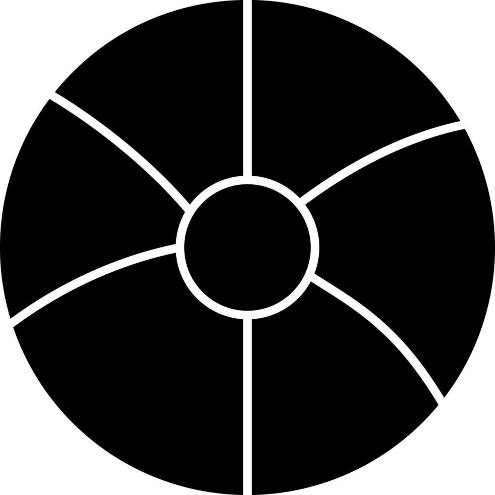 Glyph beach ball icon in Black and White color. vector