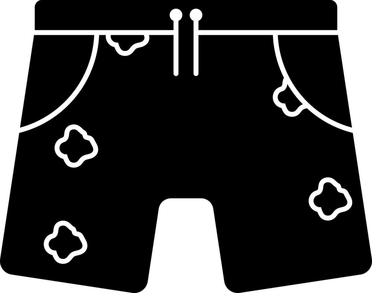 Black and White shorts icon in flat style. vector