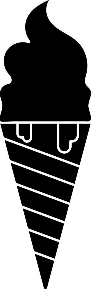 Ice cream or waffle cone icon in Black and White color. vector