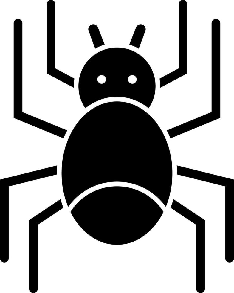 negro y blanco araña icono o símbolo en plano estilo. vector