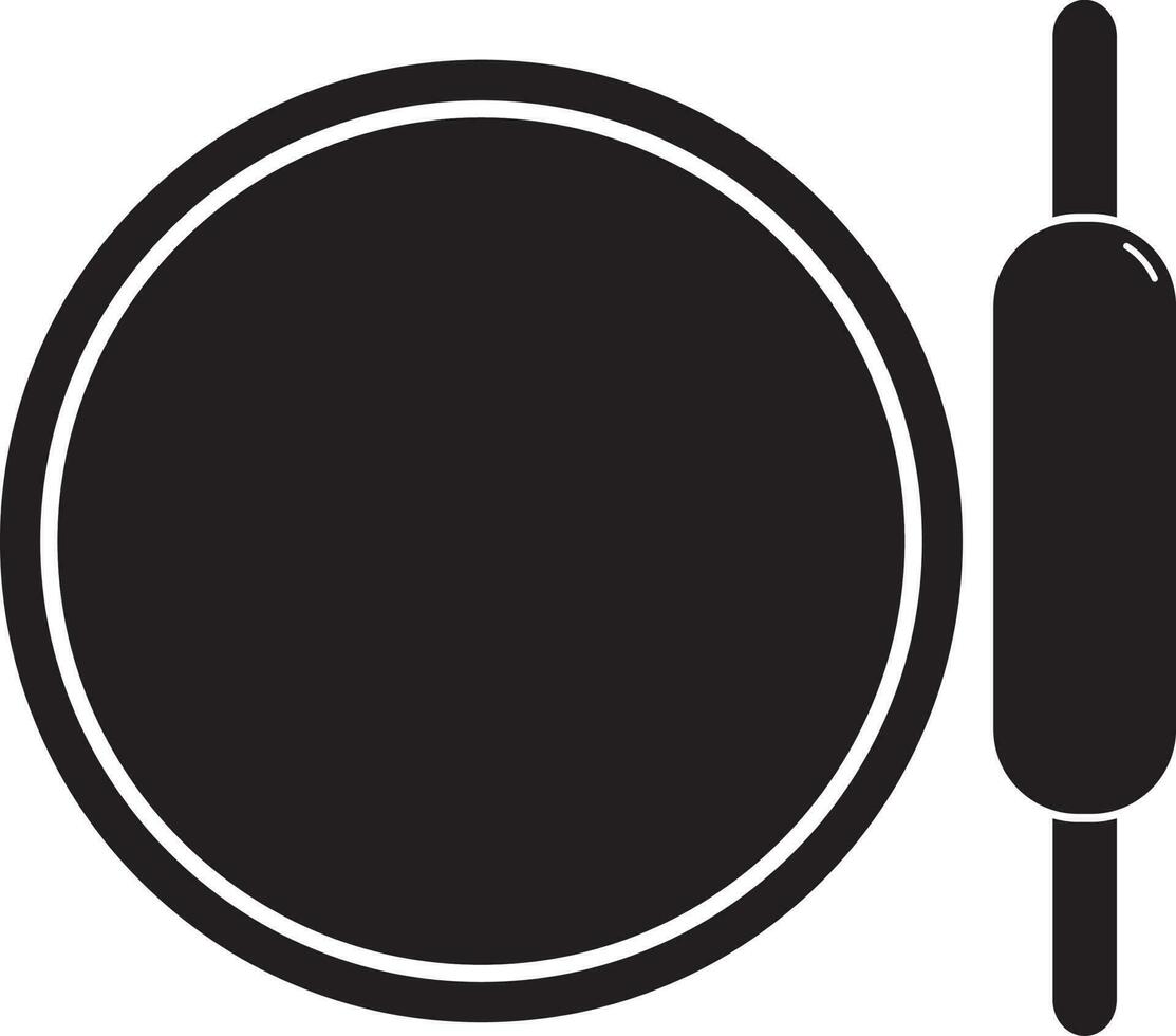 Rolling pin with round wooden board. Glyph icon or symbol. vector