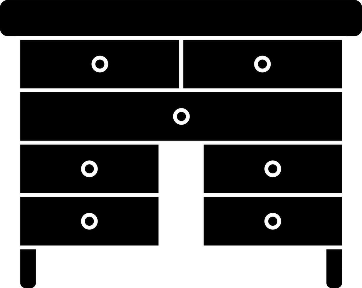 Isolated drawer or cabinet icon in Black and White color. vector