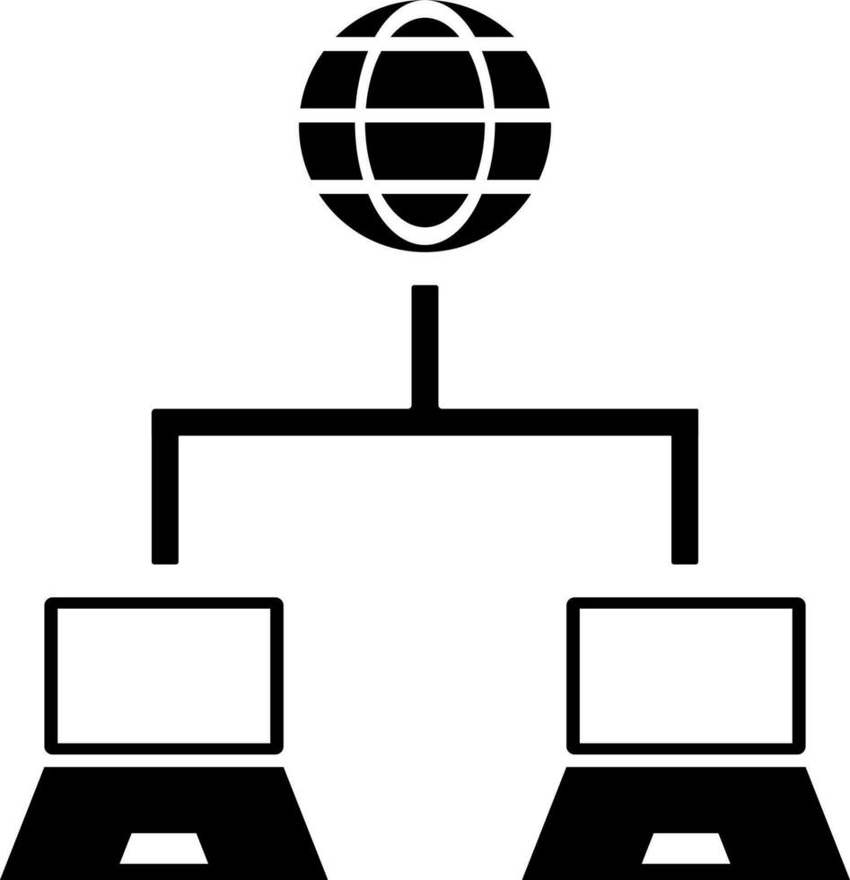 Internet connection with laptops icon. vector