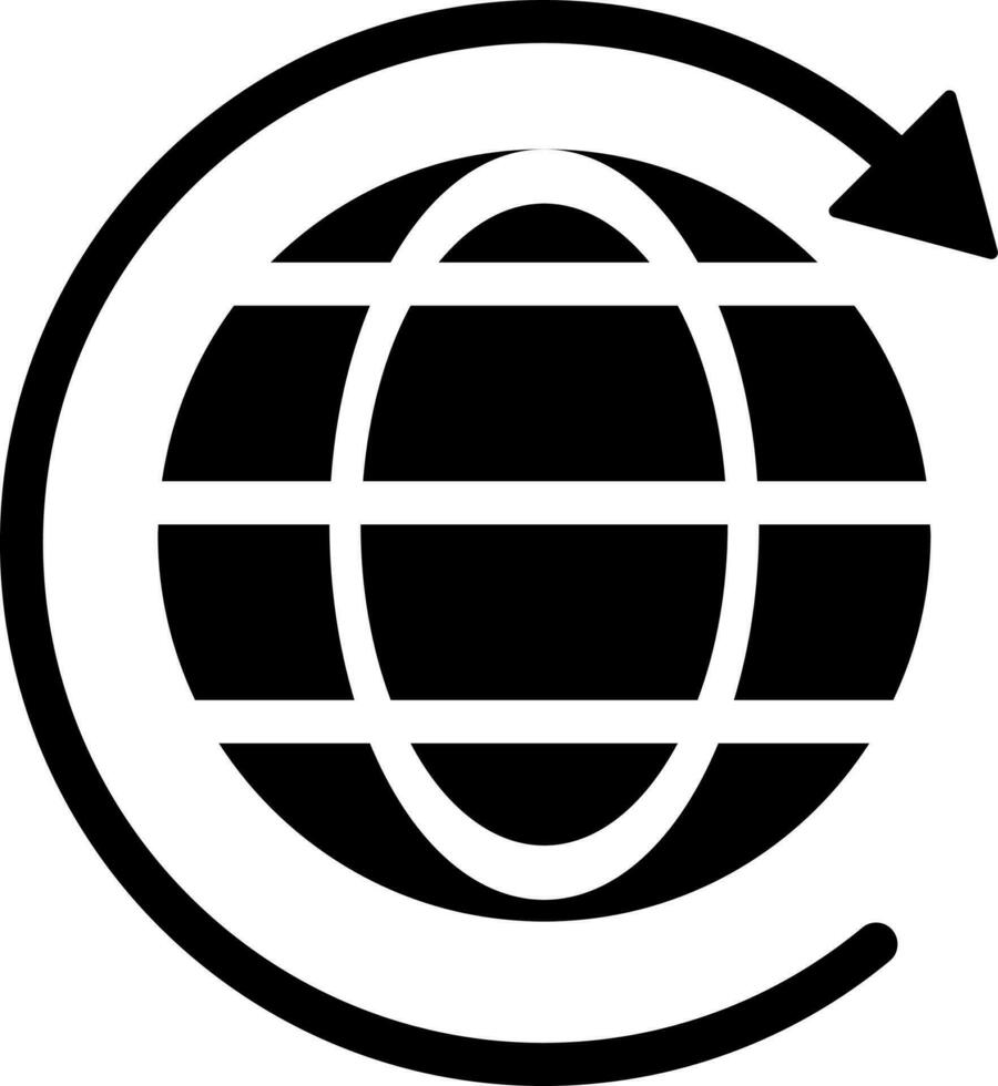 Globe with reload sign in Black and White color. vector