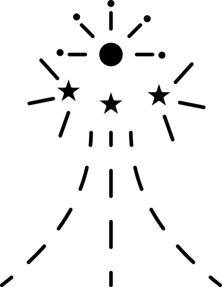 Black and White fireworks icon in flat style. vector