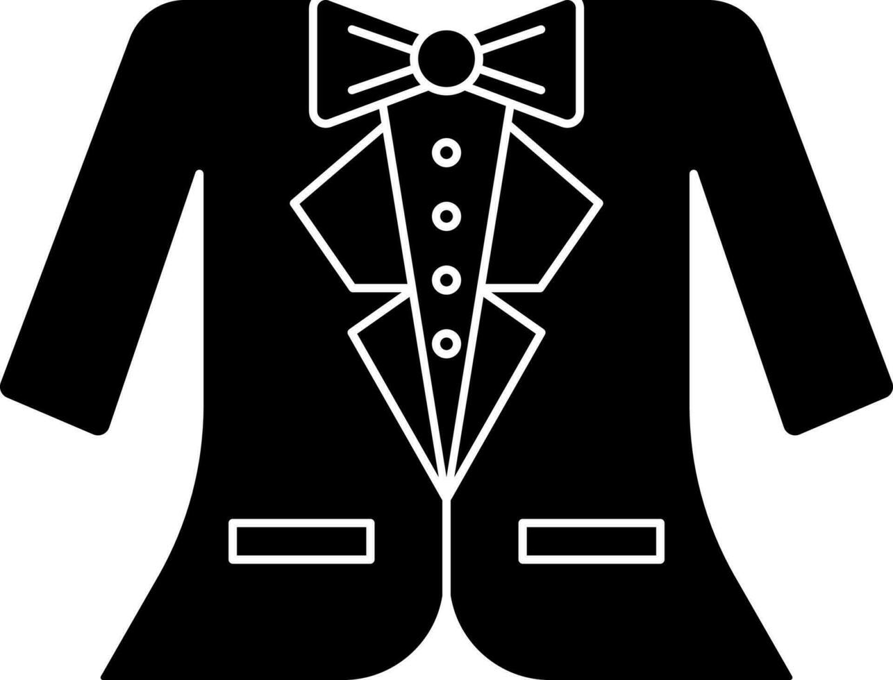 Illustration of suit or coat icon in Black and White color. vector