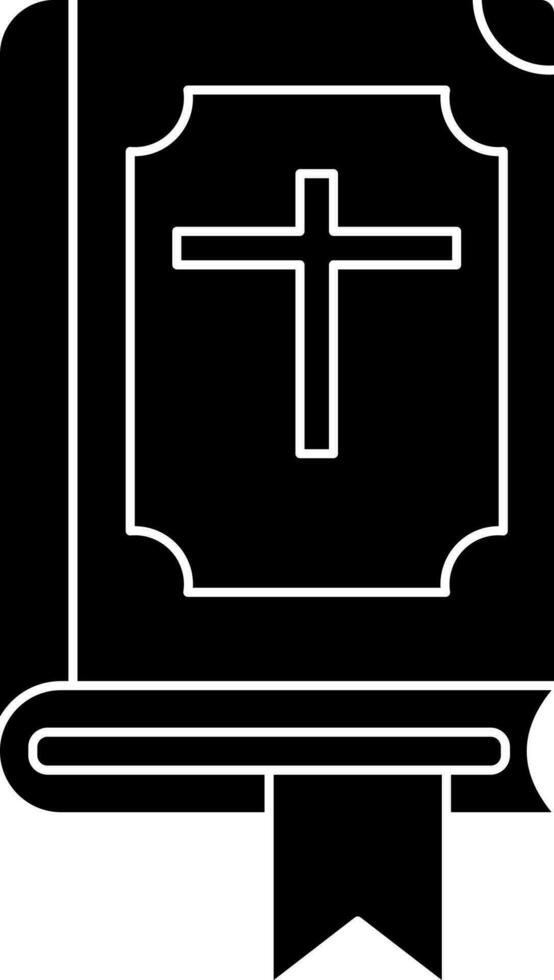 plano estilo santo Biblia icono en negro y blanco color. vector