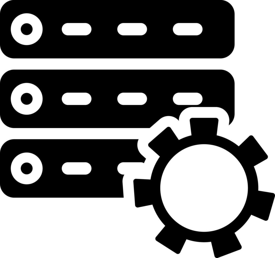 Glyph server setting icon in Black and White color. vector