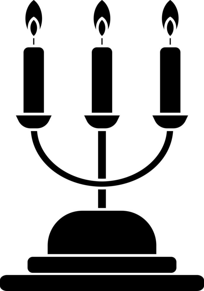 Flat style candelabra icon in Black and White color. vector