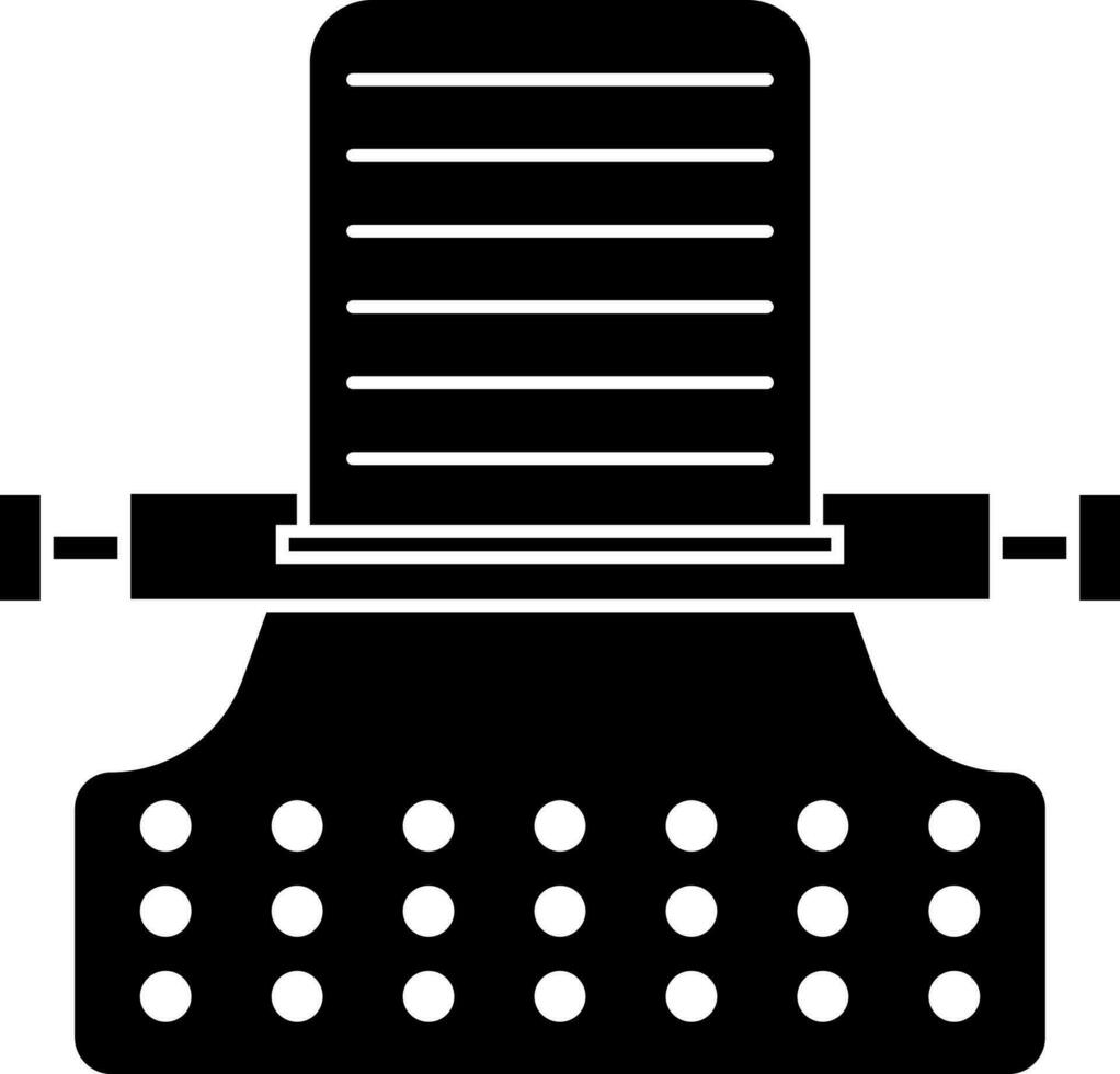 Black and White typewriter icon in flat style. vector