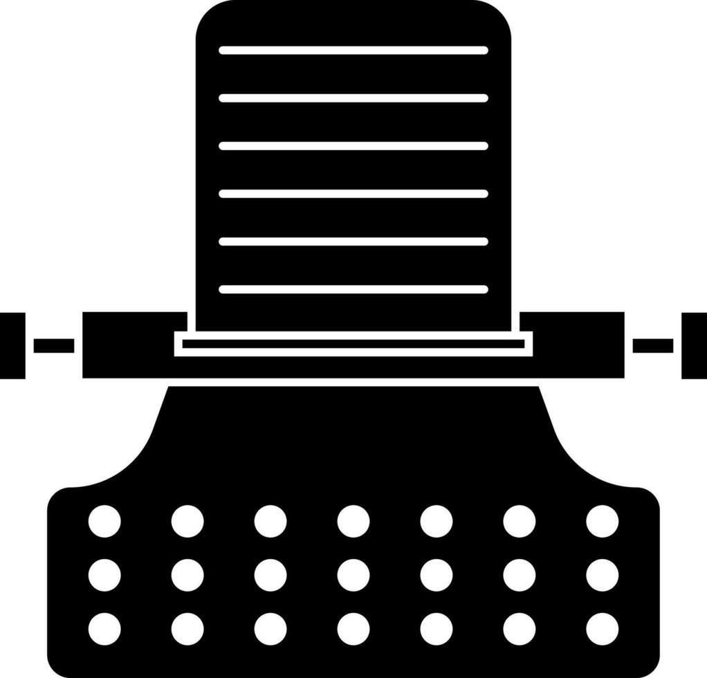 Black and White typewriter icon in flat style. vector
