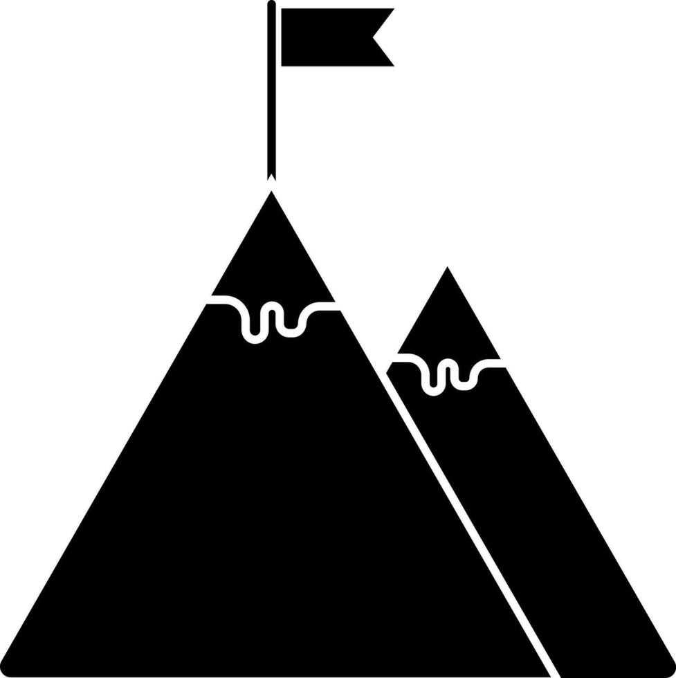 Illustration of snow mountains with flag icon. vector