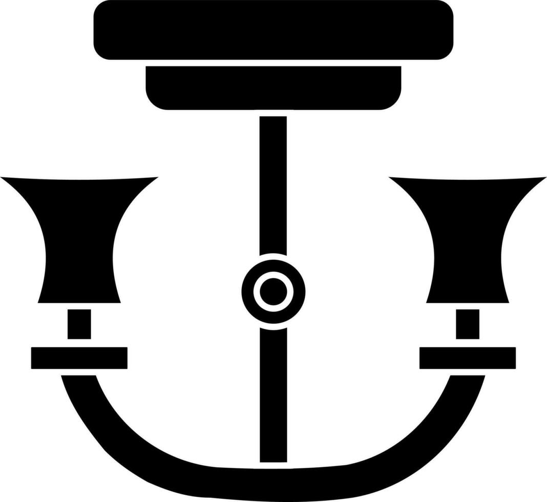 Chandelier icon or symbol in Black and White color. vector