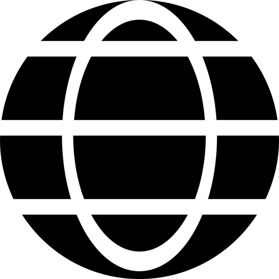 Black and White globe or browser icon in flat style. vector