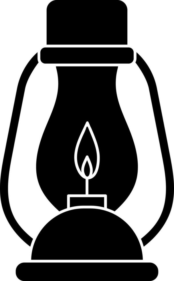 Oil lamp or lantern icon in Black and White color. vector