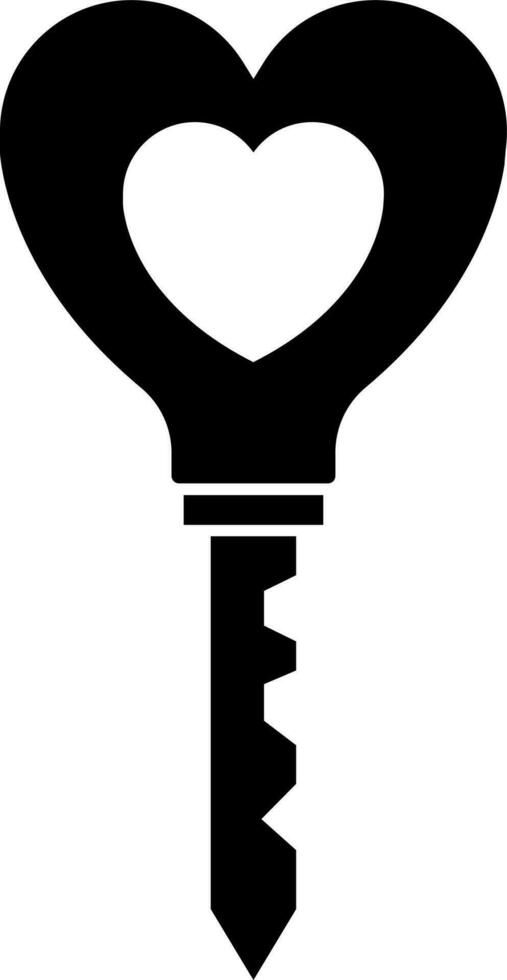 Black and White key in heart shape. vector