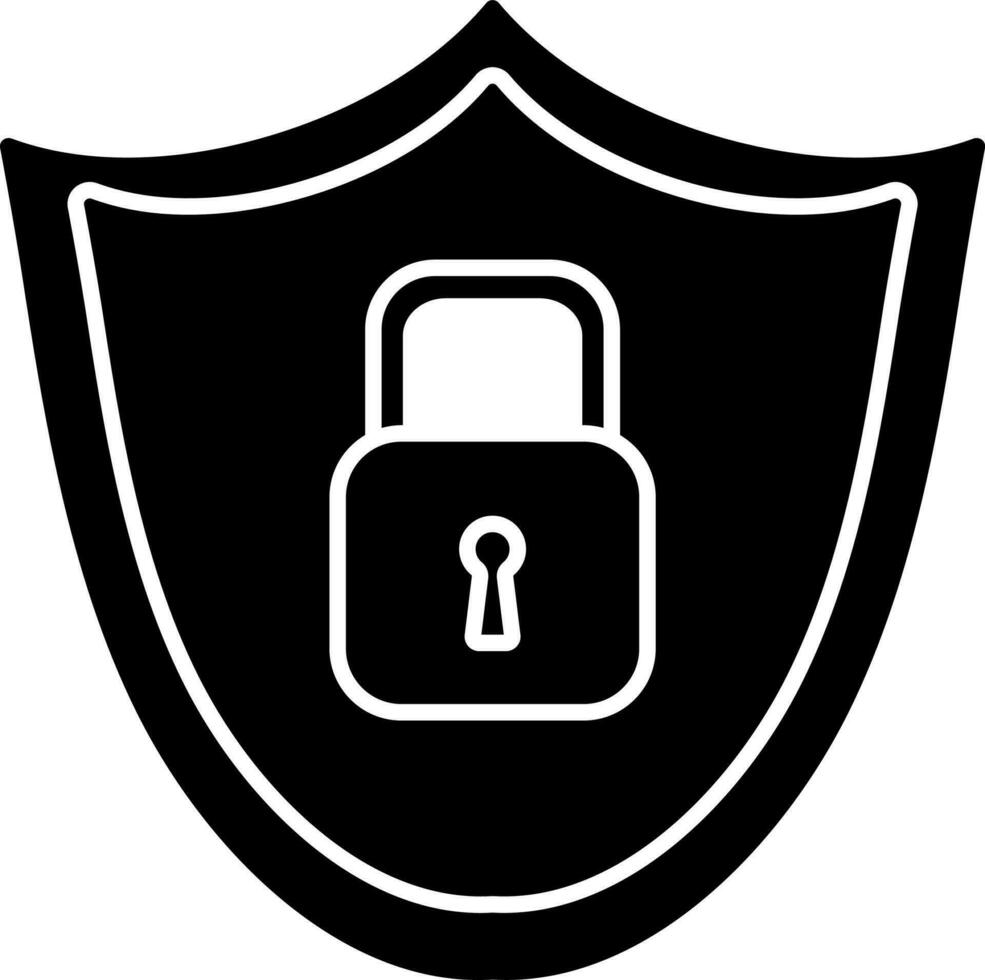 Illustration of security shield with lock icon. vector