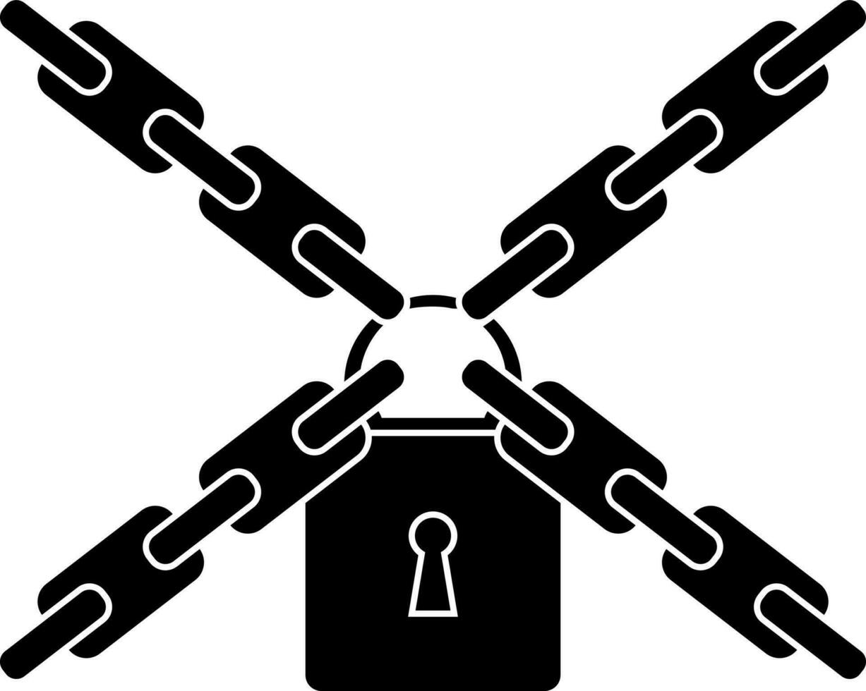 Black and White chain lock icon in flat style. vector