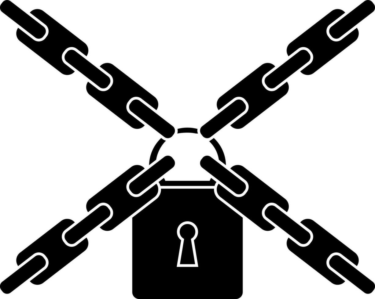 Black and White chain lock icon in flat style. vector