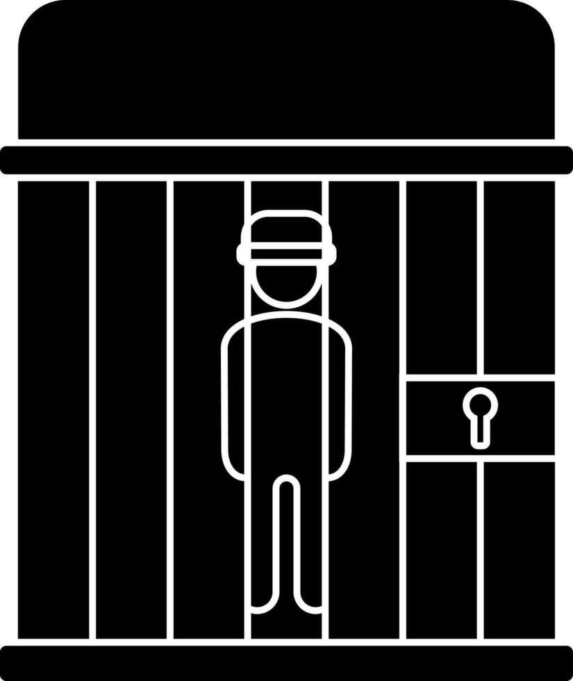 Criminal in a cell, glyph icon or symbol. vector