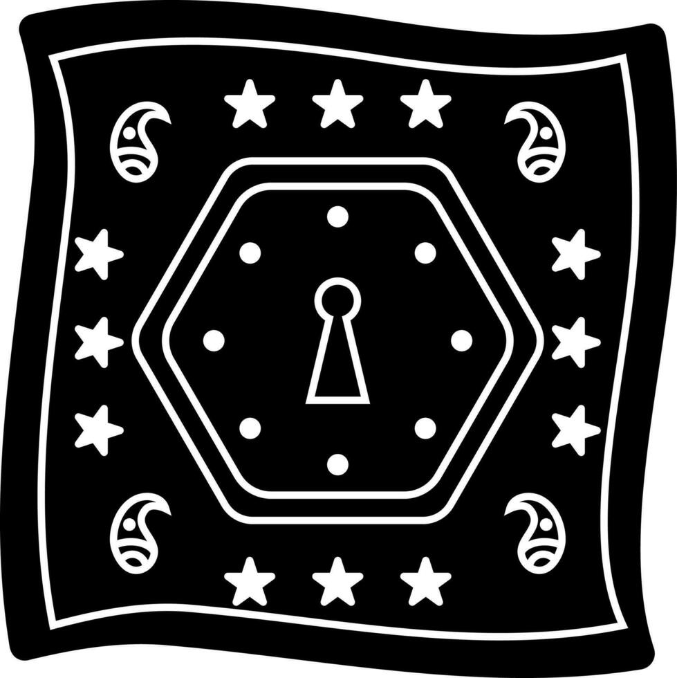 Black and White keyhole icon in ancient square shape. vector