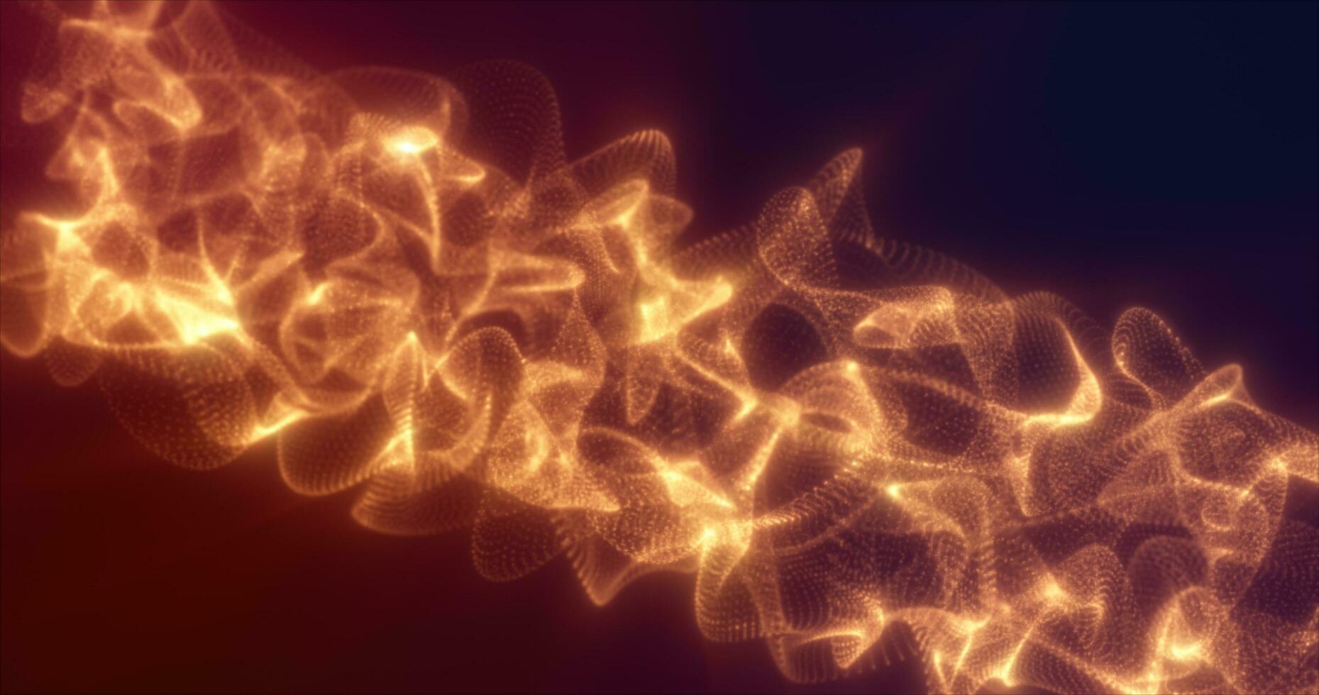 Abstract orange gold energy waves from futuristic hi-tech mesh particles glowing background photo