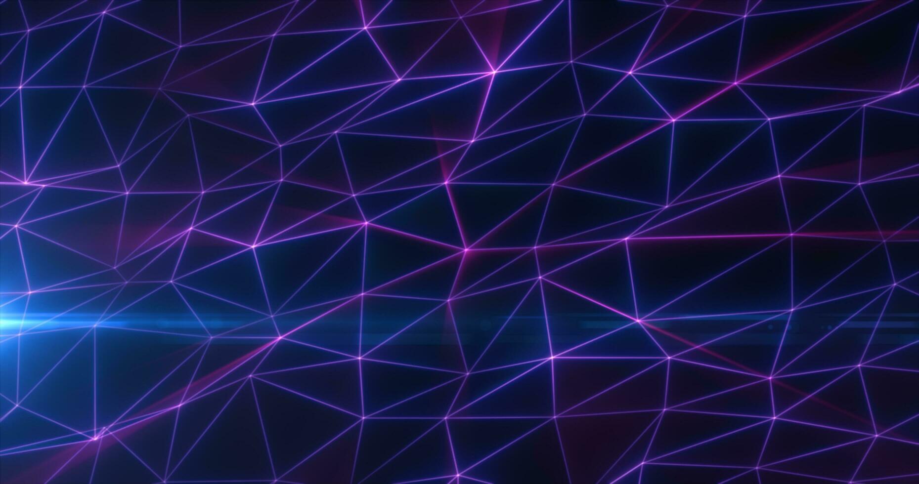 Abstract purple lines and triangles glowing high tech digital energy abstract background photo