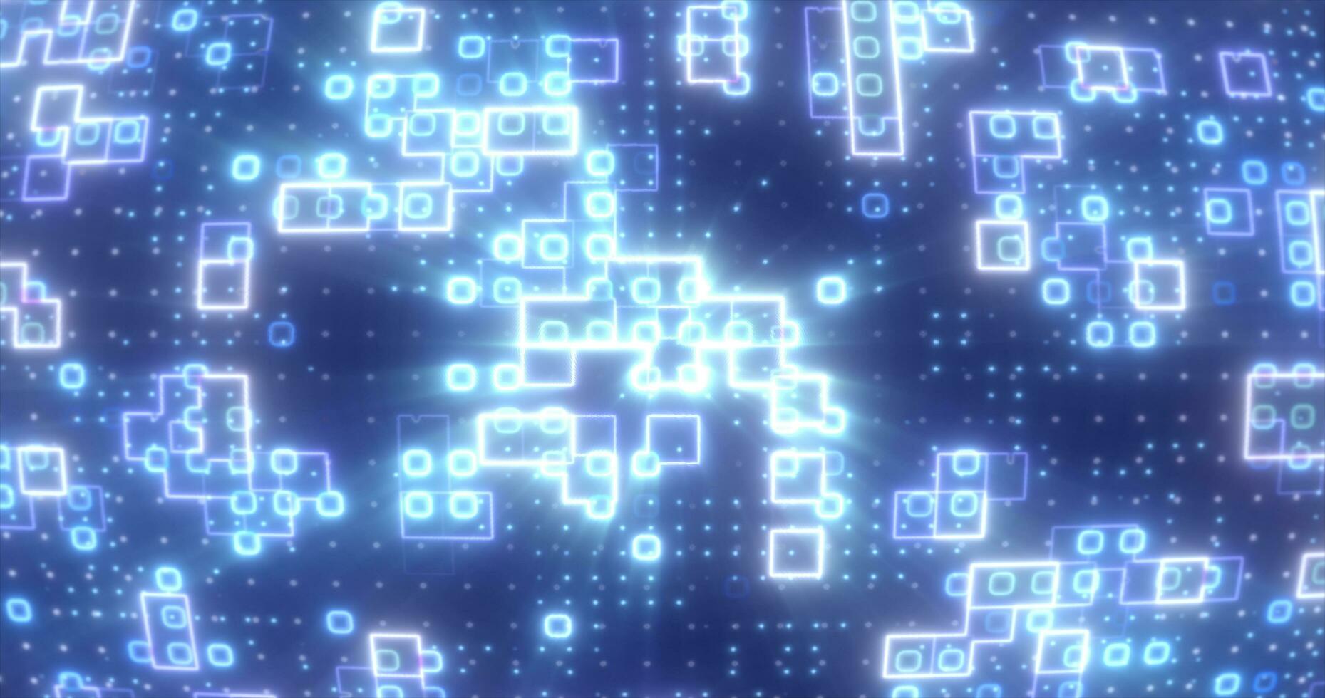 Abstract blue energy squares glowing digital particles futuristic hi-tech background photo