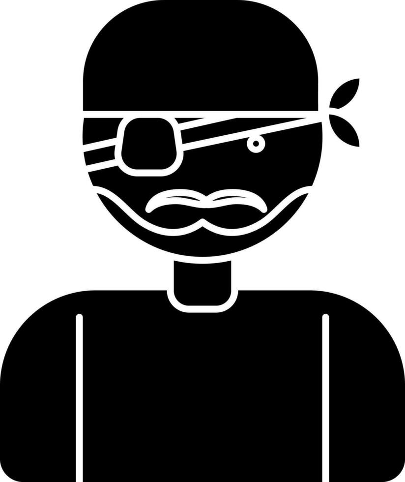 personaje de pirata icono en negro y blanco color. vector