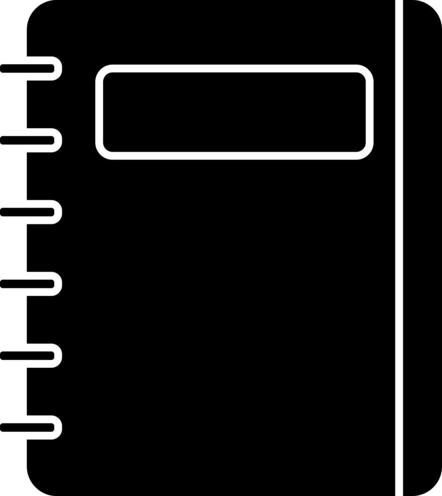 Black and White notebook icon in Black and White color. vector