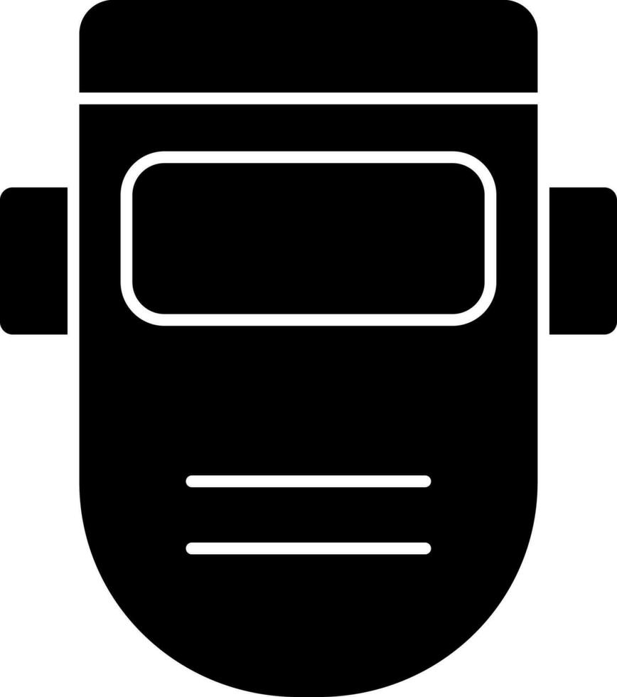 plano estilo soldadura máscara icono en negro y blanco color. vector