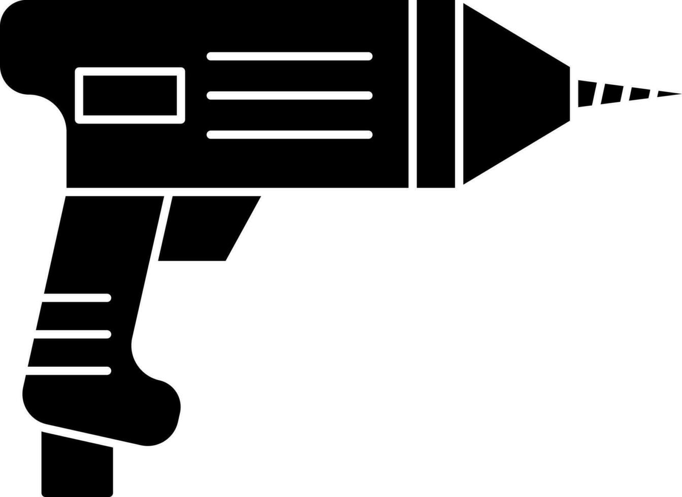 Black and White drill machine icon in flat style. vector