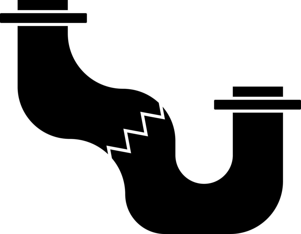 Flat style broken pipe icon. vector