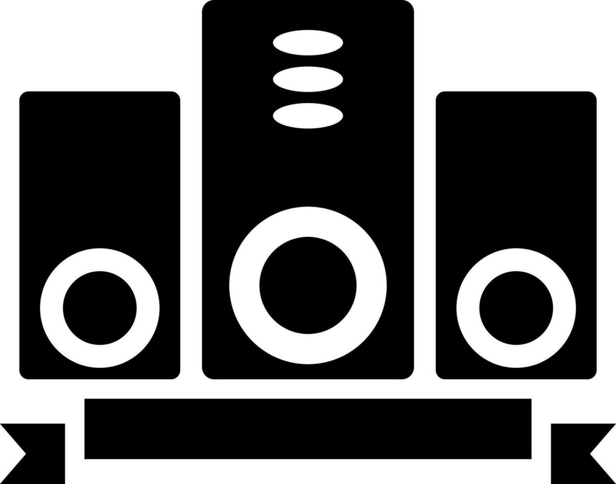Black and White speakers icon in flat style. vector