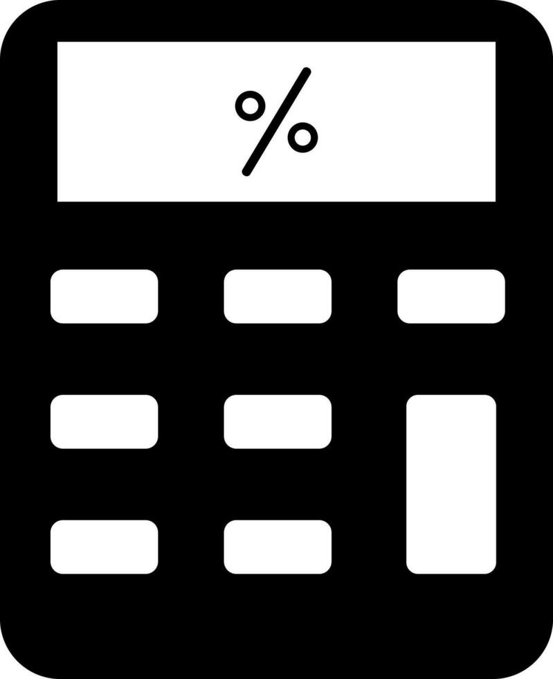 Black and White calculator glyph icon in flat style. vector