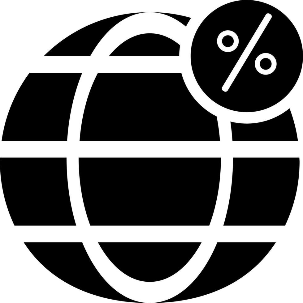 internacional rebaja icono en negro y blanco color. vector