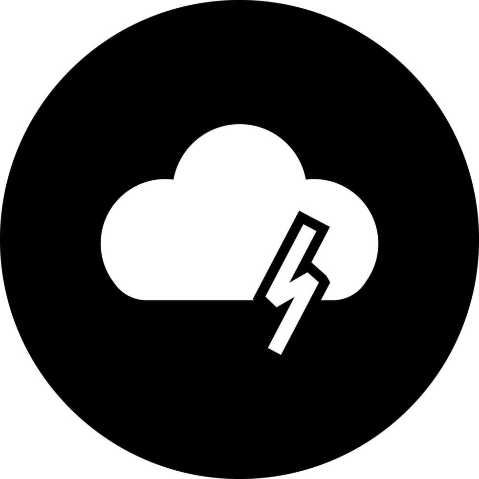 Thunderstorm weather or lightning cloud glyph icon. vector