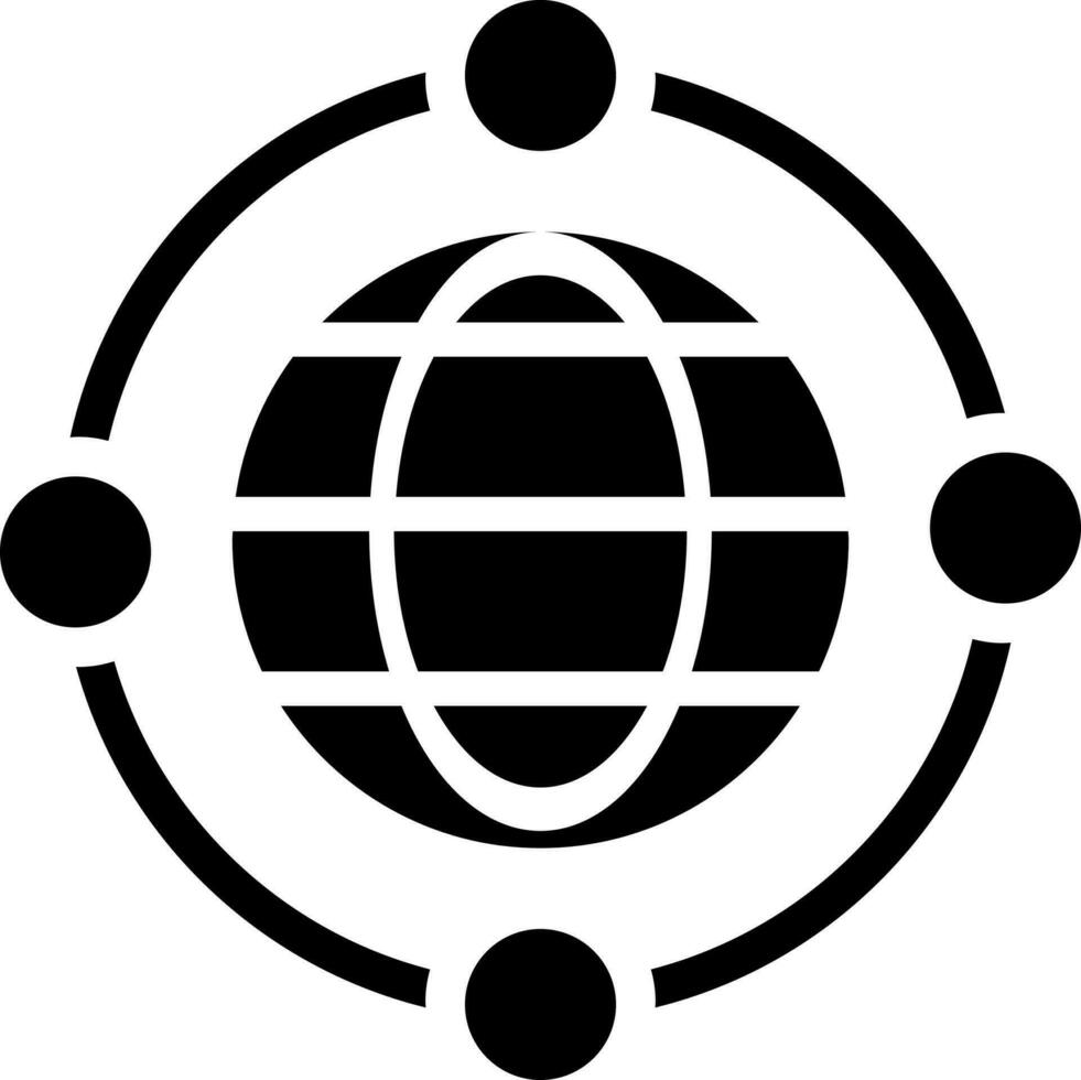 Black and White illustration of global networking icon. vector