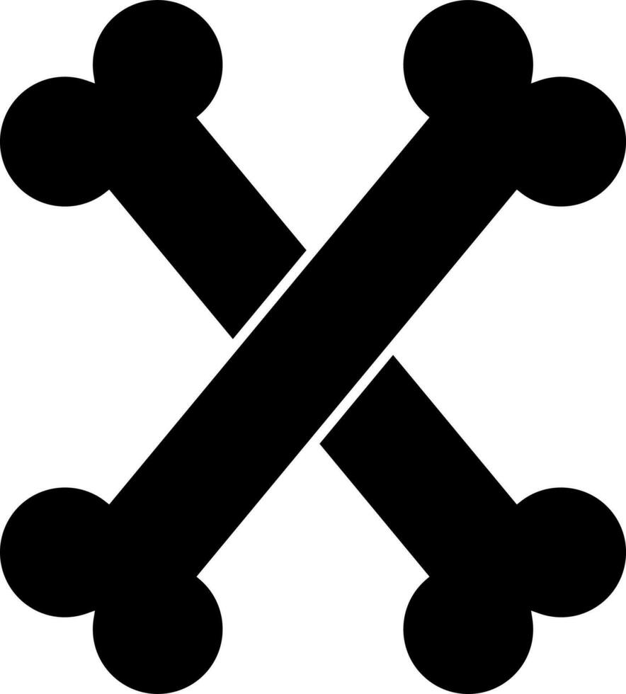 Crossbones icon in black color. vector