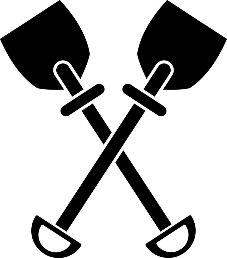 Cross paddles icon in Black and White color. vector