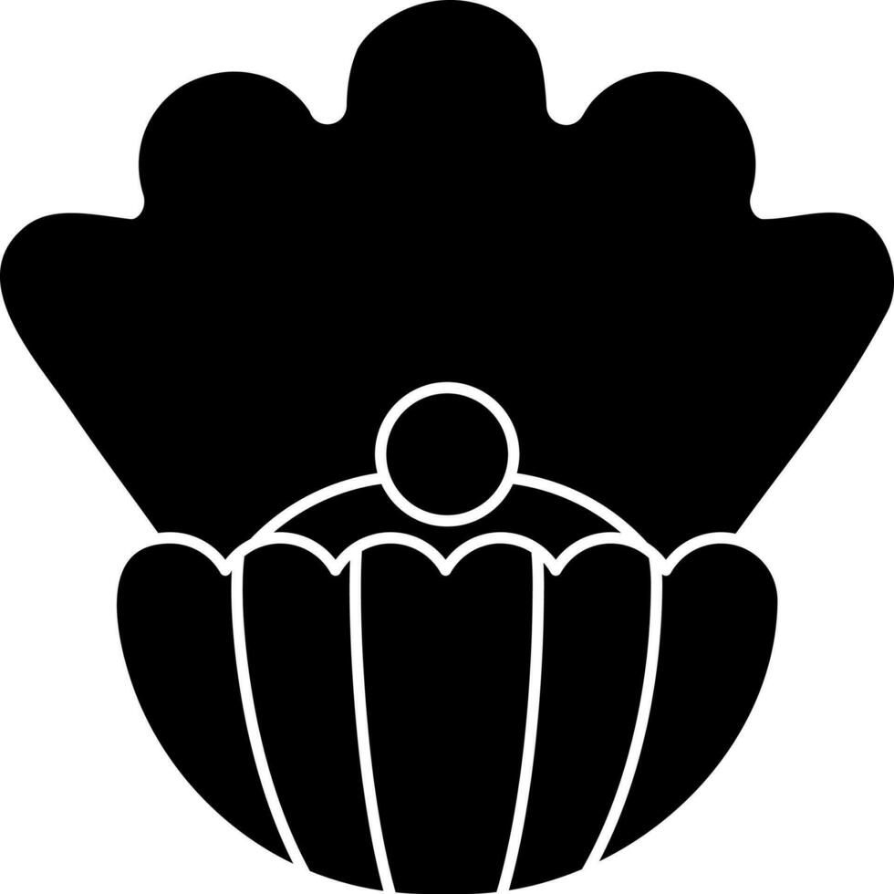 ostra o cáscara icono en negro y blanco color. vector