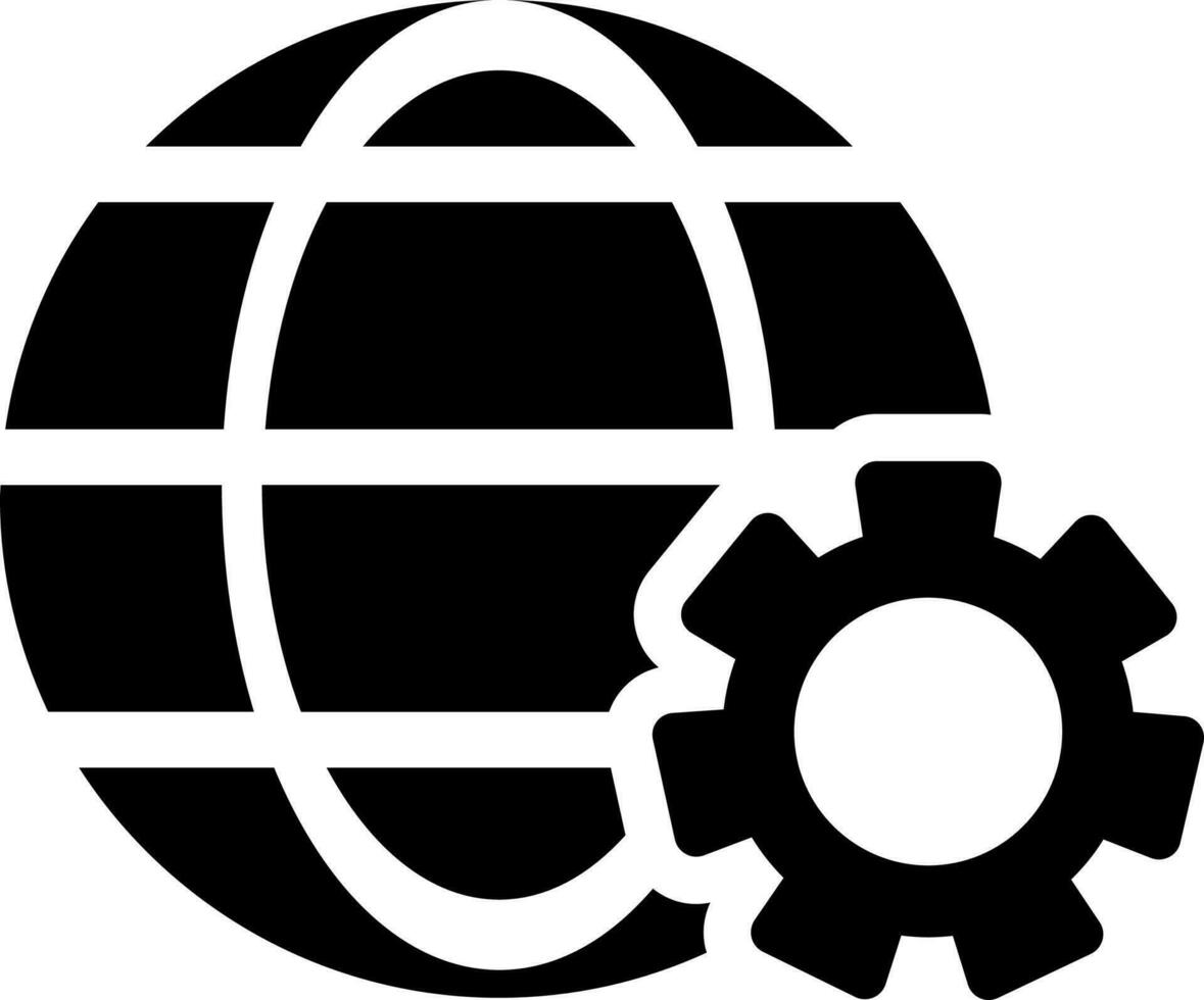 Global setting icon in Black and White color. vector
