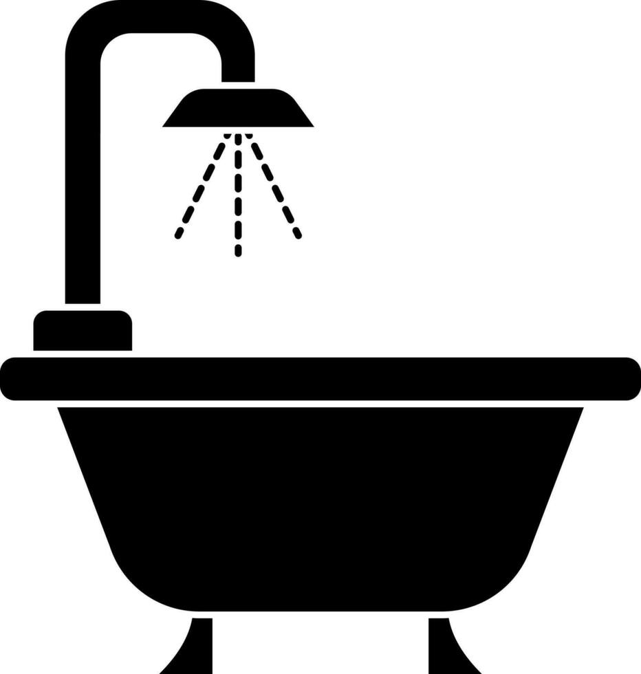 Illustration of bathtub icon in Black and White color. vector